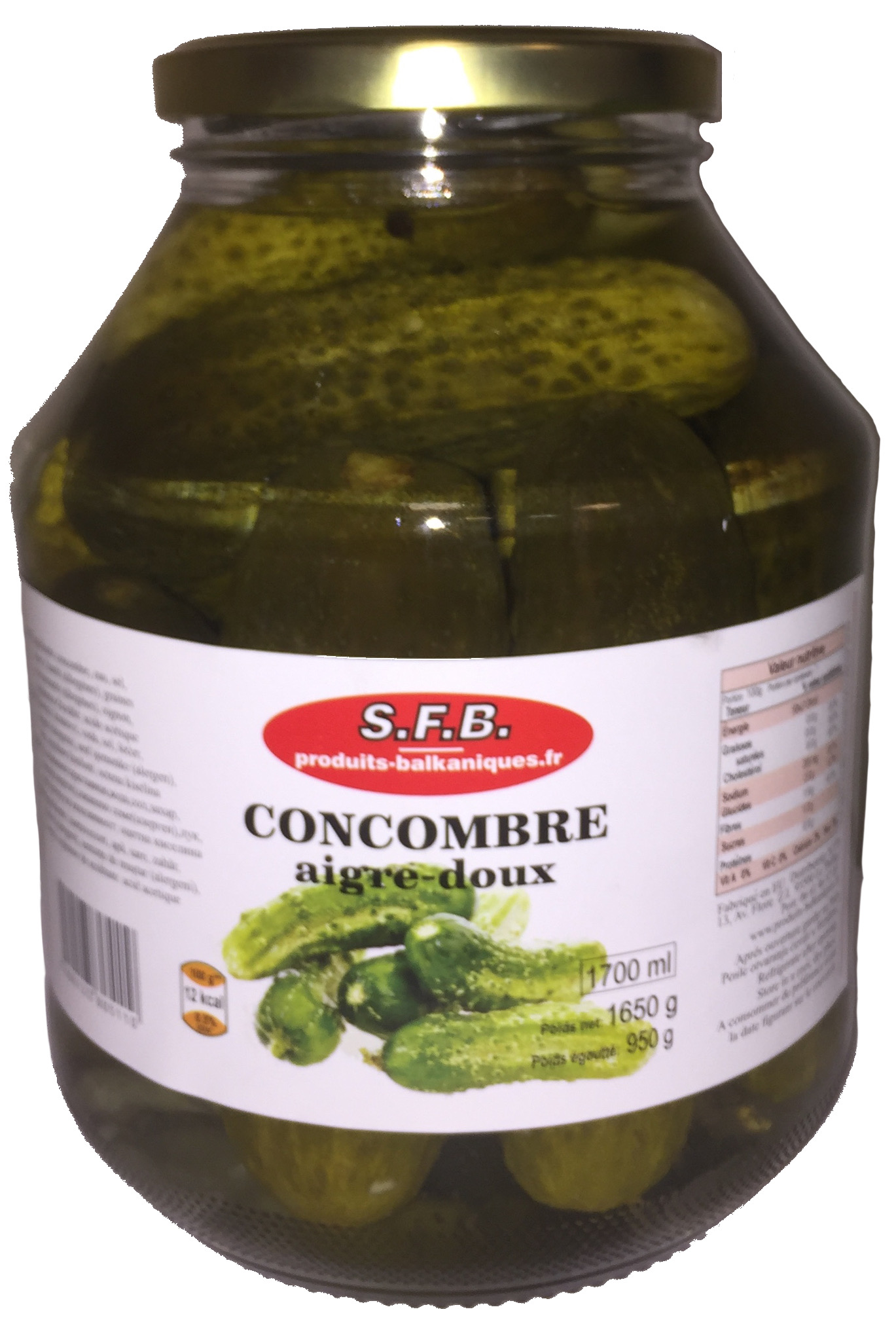 Cornichons 1.7L aigre doux SFB 